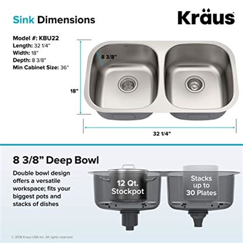 Kraus Kbu Inch Undermount Double Bowl Gauge Stainless