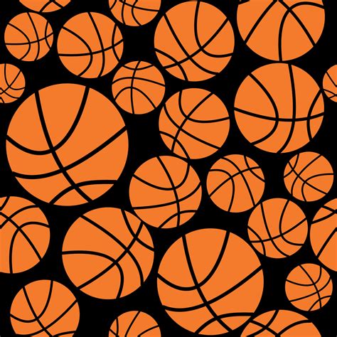 Seamless Pattern With Basketball Orange Balls On A Black Background