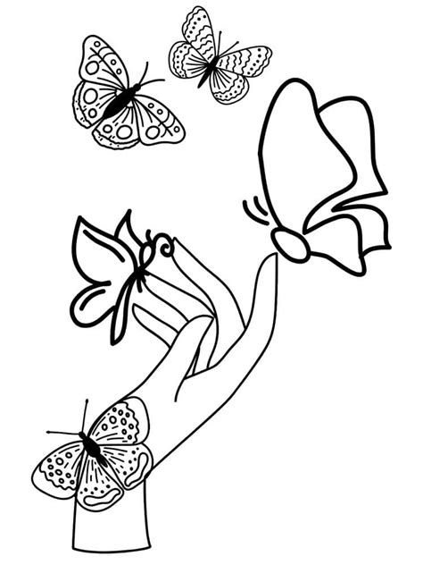Dibujos De Mariposas En La Mano Para Colorear Para Colorear Pintar E