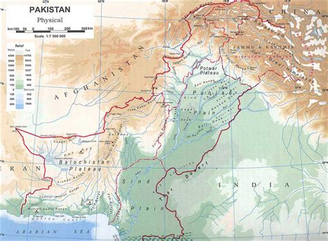 Detailed physical map of Pakistan. Pakistan detailed physical map ...