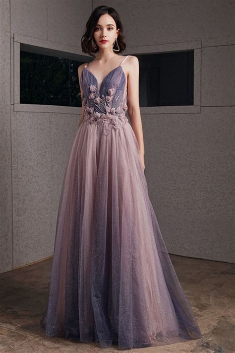 Blush And Purple Ombre Dress Ombre Prom Dresses Long Prom Dress