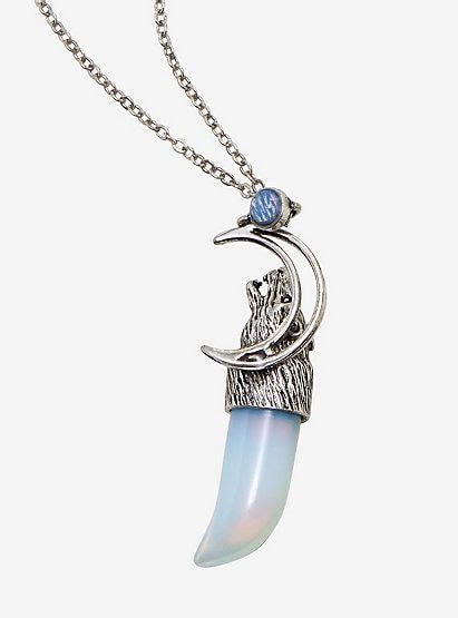 Moonstone Wolf Crescent Moon Crystal Pendant Necklacemoonstone Wolf