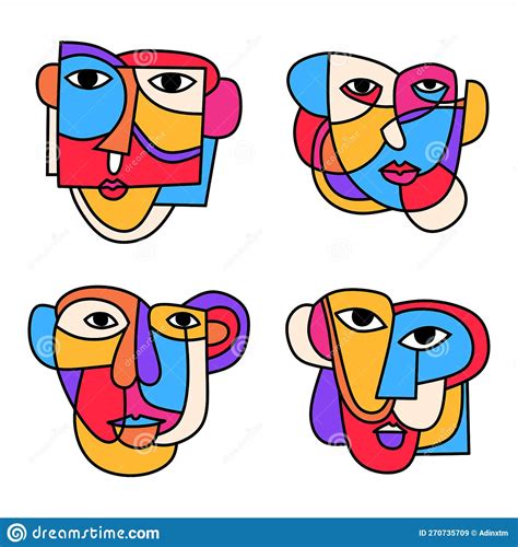 Picasso Face Art Element Isolated On White Background Stock