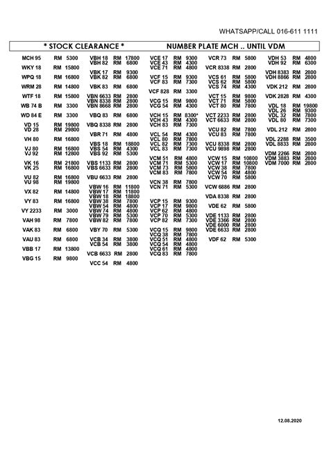 We provide jpj malaysia 'no plat terkini' list for your up to date reference. SPECIAL NUMBER PLATES 1 - De-Platinum Car Plate Malaysia