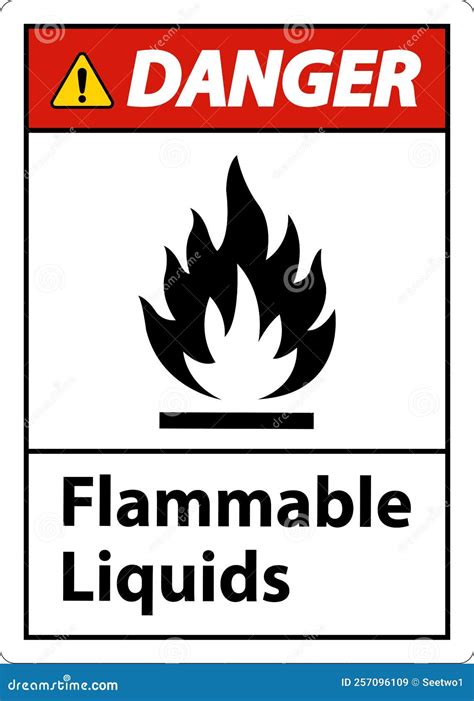 Danger Flammable Liquids Sign On White Background Stock Vector