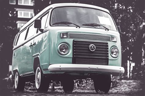 Wallpaper Id 241303 Vintage Teal Volkswagen With A Monochromatic