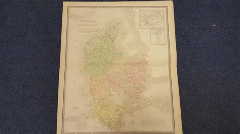 Map Of Denmark Lithographed Edition By Johnston Ak Engraved By W