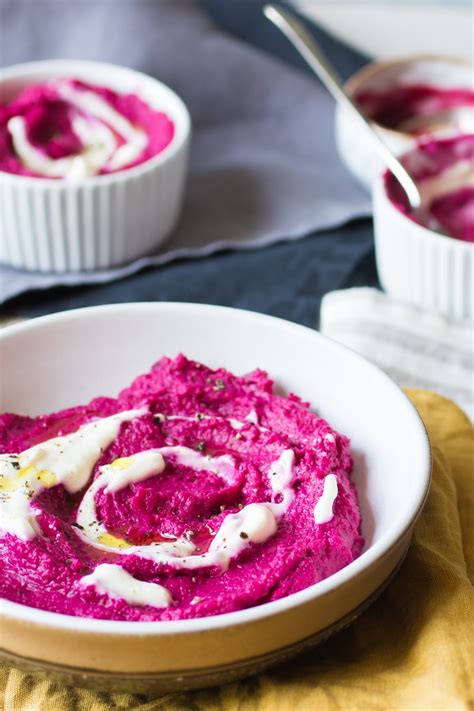 Creamy Beetroot Hummus Made Using Baby And Pickled Beetroot