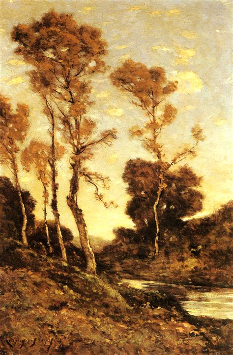 Autumnal River Landscape Painting Henri Joseph Harpignies Oil Paintings
