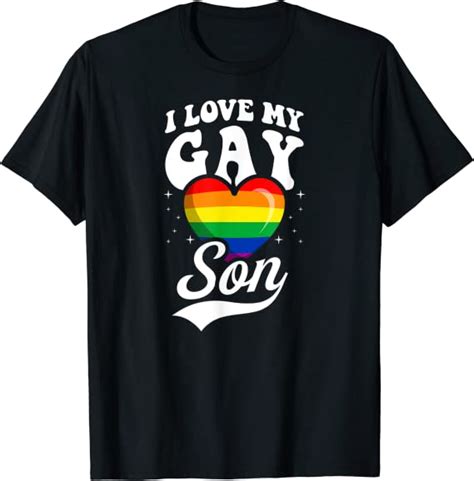 Amazon Com I Love My Gay Son Cute Lgbtq Proud Mom Dad Parent Ally Heart T Shirt Clothing
