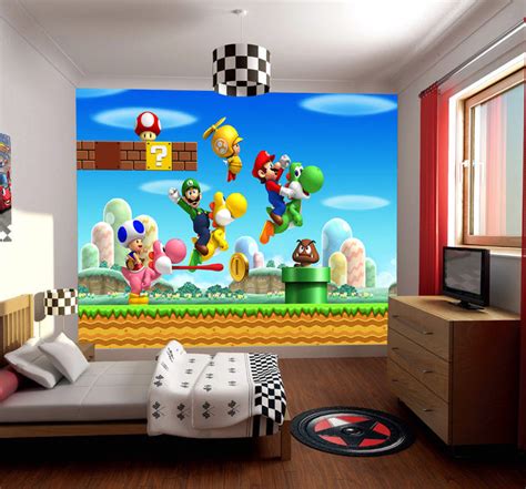 Super Mario Bros Scene Woven Self Adhesive Removable Wallpaper Modern