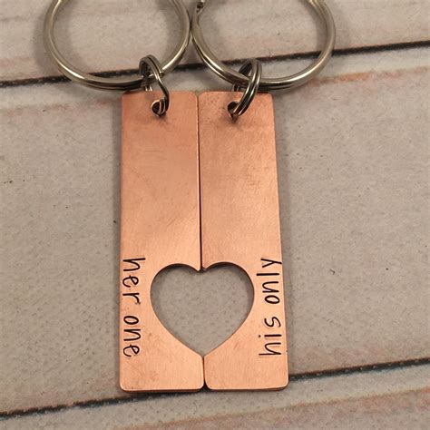His One Her Only Couples Keychain Set Copper Ready To Ship