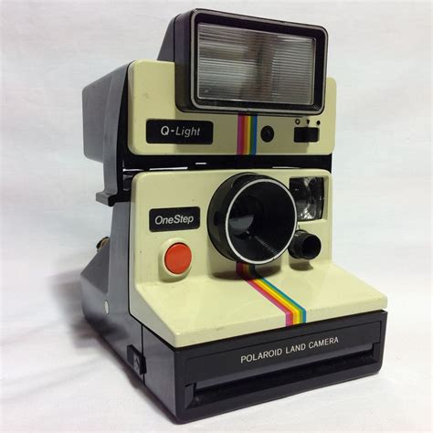 Polaroid Rainbow Stripe White Onestep Instant Camera W Q Light Orig