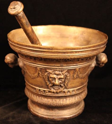 Extremely Large And Heavy Cast Bronze Pharmaceutical Mortar And Pestle