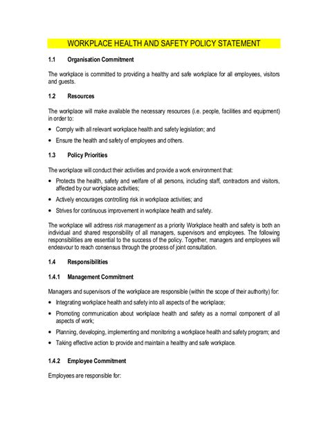 Healthsafety Policy 21 Examples Format Pdf Examples