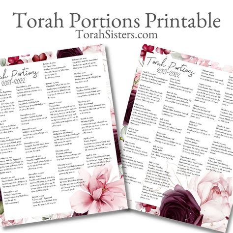 Torah Portions Printable Torah Printables Portion