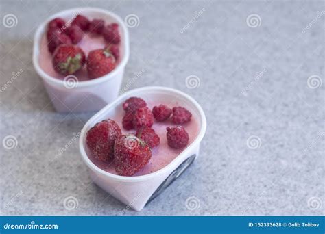 Homemade Strawberry Yoghurt Healthy Sweet Dessert Stock Photo Image