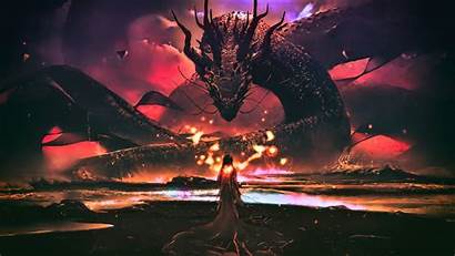 Monster Sea Dragon Woman Fantasy 1080p Background