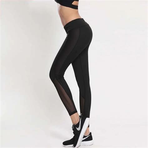 Fashion Mesh Insert Patchwork Leggings Women Fitness Pants Female Breathable Skinny Workout