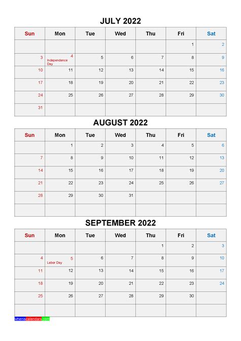 June And July 2022 Calendar