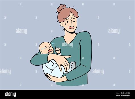 Frustrated Mother Crying Baby Stock Vector Images Alamy