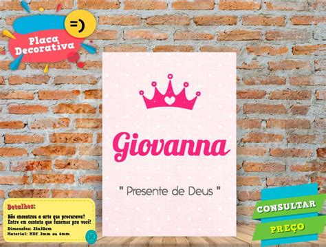 Placa Decorativa Significado Do Nome Giovanna No Elo7 Oficina