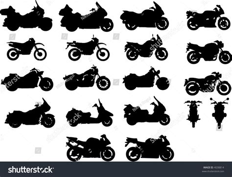 Vector Silhouettes Different Types Motorcycles Stock Vector 4038814