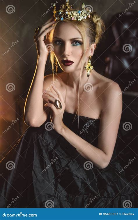 Woman In Vintage Black Dress Stock Image Image Of Beauty Background