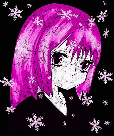 Winter Anime Girl Pink Digital Art By Kaylin Watchorn