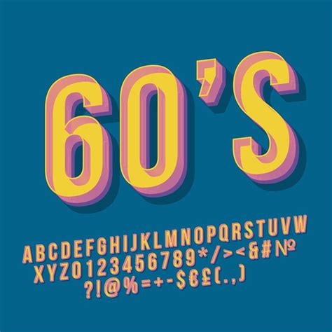 60s Vintage 3d Vector Lettering Retro Bold Font Pop Art Stylized Text