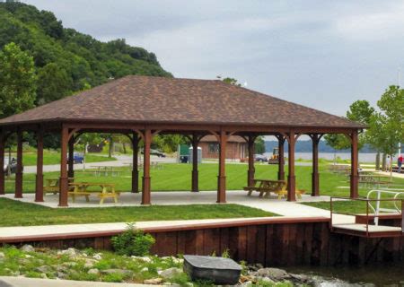 Our wooden pavilions are made from #1 grade treated southern yellow pine. Large Wood Pavilions - Creative Gazebos