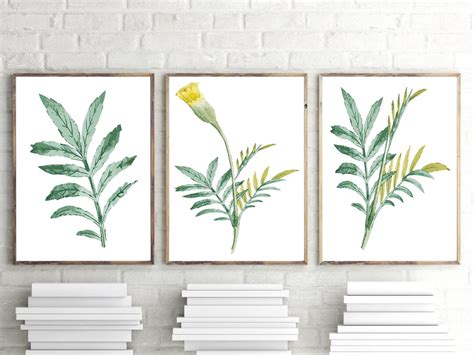 Set Of 3 Prints Set Of 3 Wall Art Yellow Flower Print Etsy