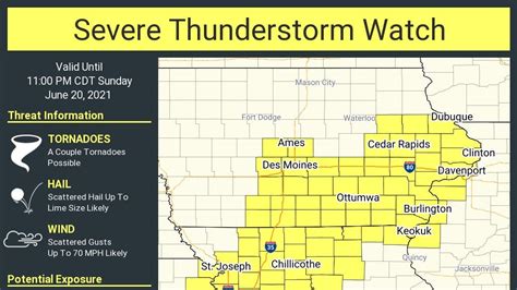 Severe Thunderstorm Watches Issued For Des Moines Central Iowa