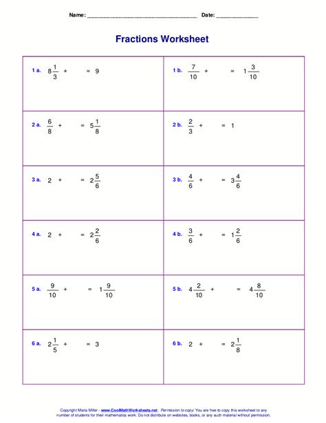 Subtracting Mixed Numbers Vertically Worksheets
