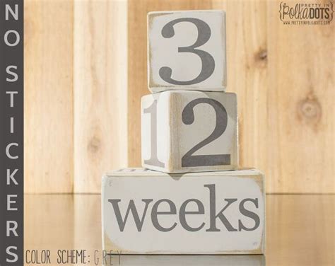 Wooden Baby Age Blocks No Stickers Distressed White Months Years Weeks