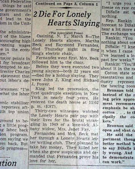 Lonely Hearts Killers Executed 1951