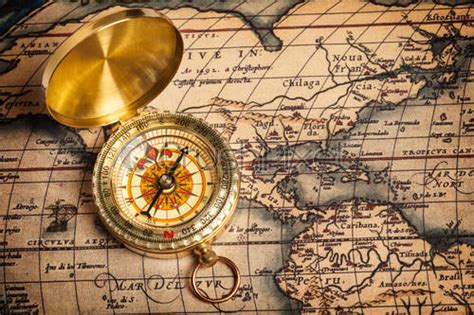 Old Vintage Golden Compass On Ancient Map Stock Photo Crushpixel