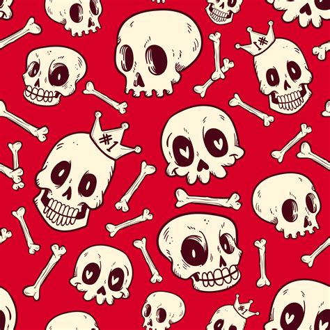 Seamless Pattern Cute Doodle Skull Collection 506711 Vector Art At Vecteezy