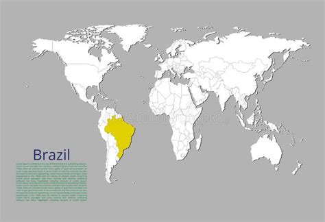 Brazil Marked By Blue In Grey World Political Map Vector