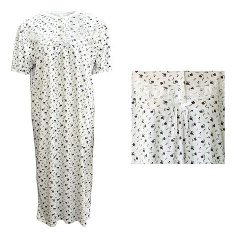 Womens 100 Cotton Short Sleeves Nightie Night Gown Pajamas Pjs