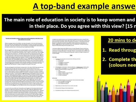 GCSE Sociology Eduqas WJEC Education Feminist Views And Mark Essay PPT Model Answer