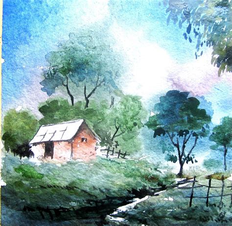 Landscape Painting Easy Watercolor Drawing Of Nature Apostolicavideo