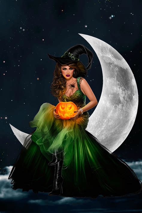 A Woman In A Green Dress Holding A Pumpkin
