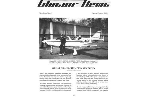 Glasair News 1993 Q1 48 Glasair Aircraft Owners Association