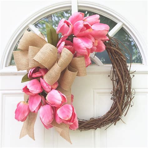 Floral Grapevine Wreath woth Tulips | Mother's Day Wreath | Floral grapevine, Grapevine wreath ...