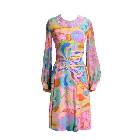 Vintage Tina Leser Original Silk Dress Chiffon Scarf Mod Psychedelic