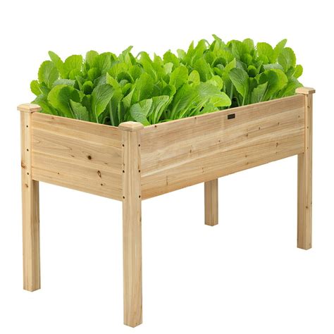 Costway Wooden Raised Vegetable Garden Bed Elevated Grow Vegetable