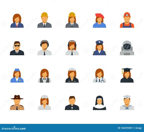 People Professions Concept Icons Set In Flat Design Cartoon Vector