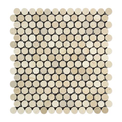 Crema Marfil Marble Penny Round Mosaic Tile Polished