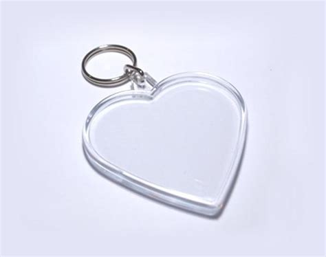 blank acrylic heart keychain cheap plastic key ring insert photo  print logo promotion favors